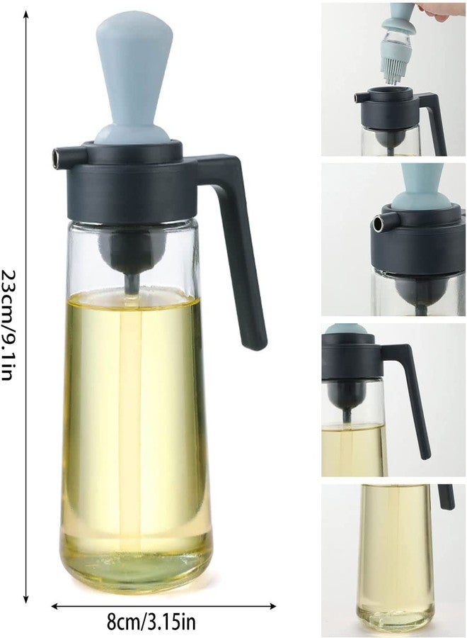 TASKHOUSE Oil Dispenser with Brush 2 in 1 Olive Oil & Vinegar Bottle Drizzler, Refillable Glass - 550ML (Blue, Pack of 1) - Image 2